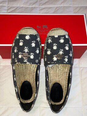 Coach Rhodelle Espadrille flats Floral Canvas Black & White